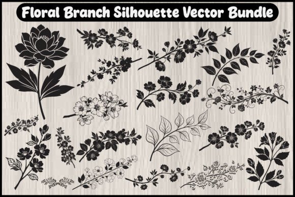 Download Floral Branch Silhouette Vector Bundle - Floral Collection