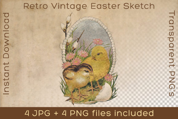 Download Easter Chickens Vintage Floral Drawing - Floral Collection