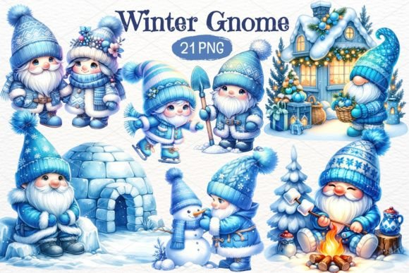 Download Winter Gnome Watercolor Clipart Bundle - Art Collection