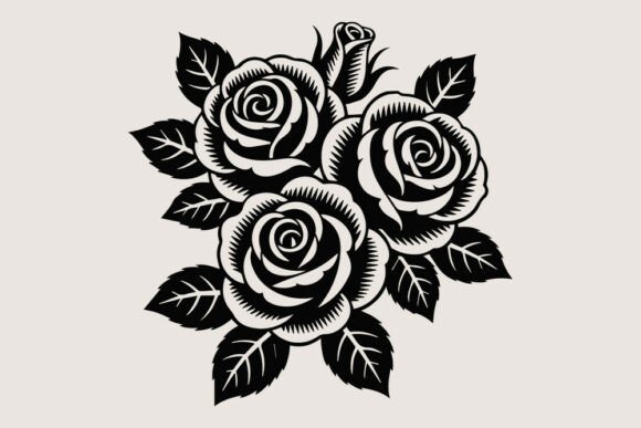 Download Vintage Black and White Rose Bouquet SVG - Rose bouquet Collection