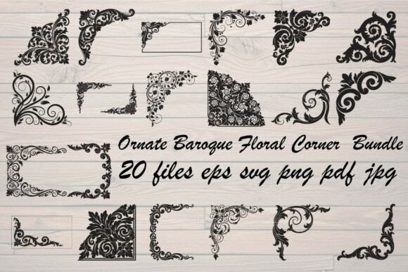 Download Ornate Baroque Floral Corner Bundle - Floral Collection