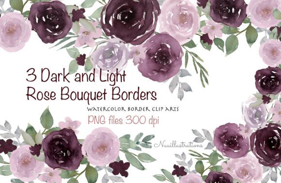 Download 3 Rose Bouquet Borders - Rose bouquet Collection