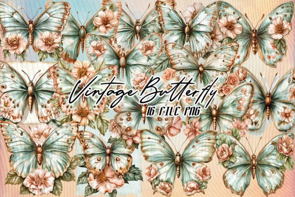 Download Retro Vintage Butterfly Artwork Clipart - Art Collection