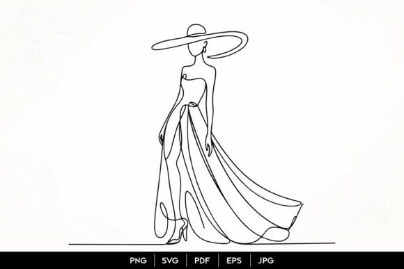 Download Elegant Woman Line Art SVG - Art Collection