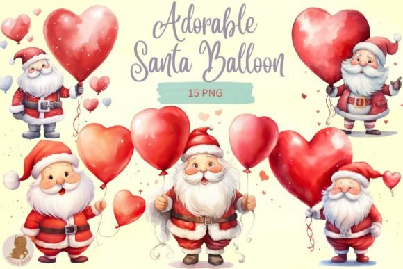 Download Adorable Santa Balloon Clipart - Art Collection
