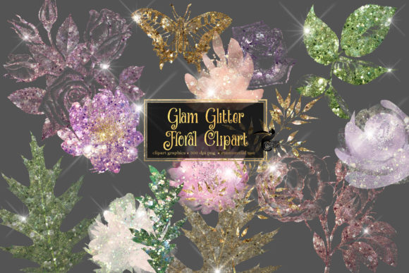 Download Glam Glitter Floral Clipart - Art Collection
