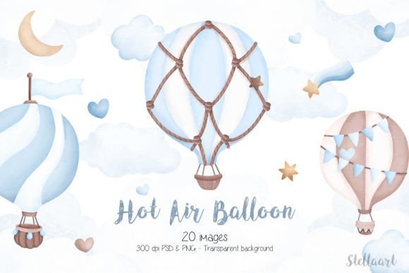Download Blue Hot Air Balloon Clipart - Art Collection