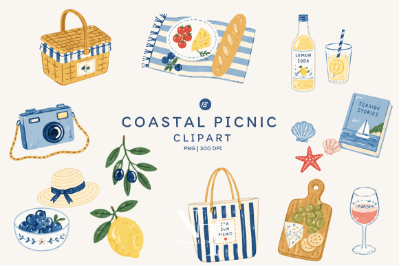 Download Summer Coastal Picnic Clipart PNG - Art Collection