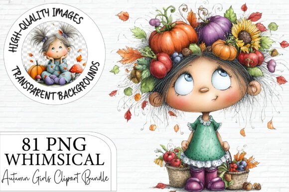 Download Whimsical Autumn Girls Clipart - Art Collection