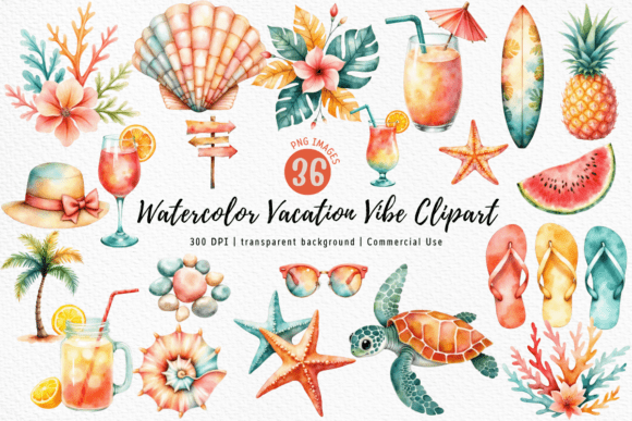 Download Watercolor Vacation Vibe Clipart PNG - Art Collection