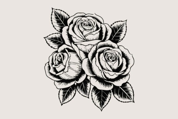 Download Vintage Black and White Rose Bouquet SVG - Rose bouquet Collection