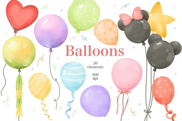 Download Watercolor Colorful Balloons Clipart - Art Collection