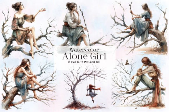 Download Alone Girls Clipart Bundle - Art Collection