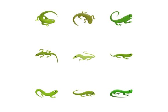Download Tropical Lizard Icon Set, Cartoon Style - Art Collection