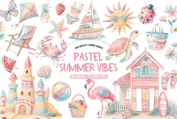 Download Pastel Summer Vibes Clipart Bundle - Art Collection
