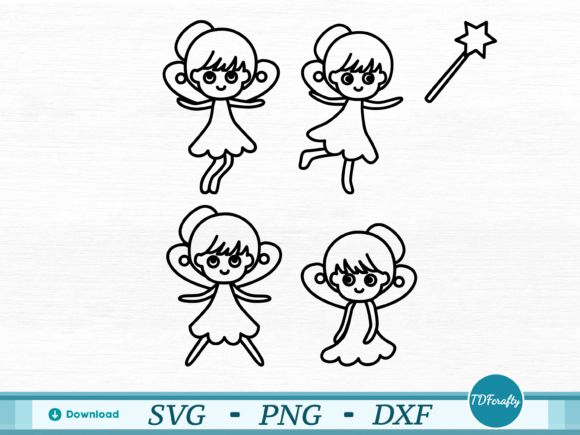 Download Cartoon Fairy Girl Pack Outline - Art Collection