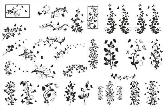 Download Vertical Floral Vine Silhouette - Floral Collection