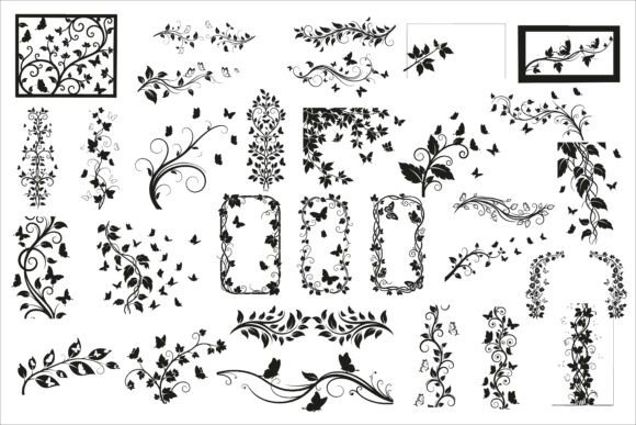 Download Vertical Floral Vine Silhouette - Floral Collection