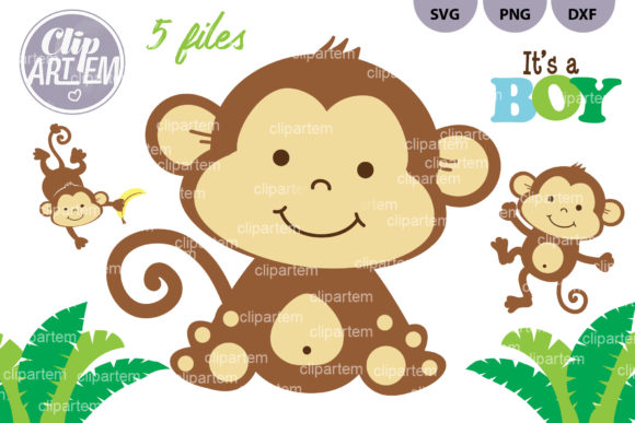 Download Baby Monkey Set SVG PNG Clip Art, Vector - Art Collection