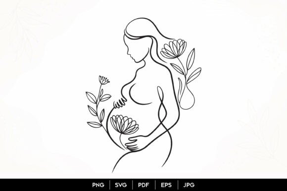 Download Floral Pregnancy Line Art SVG - Art Collection