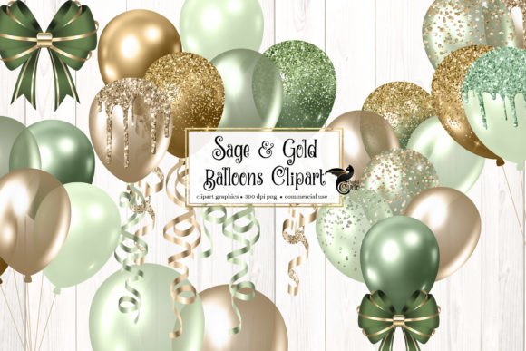 Download Sage and Gold Balloons Clipart - Art Collection