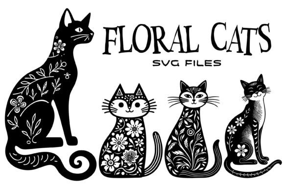 Download Floral Cats SVG Crafting Files - Floral Collection