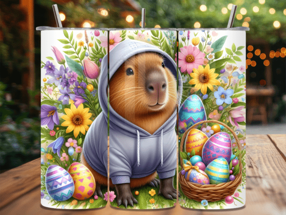 Download Easter Capybara Floral Eggs Tumbler Wrap - Floral Collection