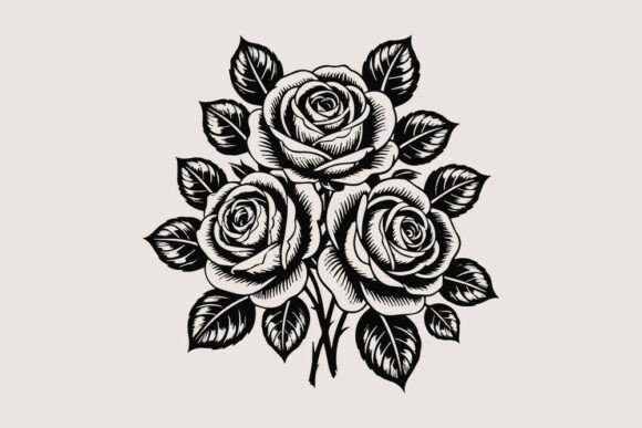 Download Vintage Black and White Rose Bouquet SVG - Rose bouquet Collection
