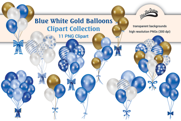 Download Blue and White Balloons PNG Clipart Pack - Art Collection