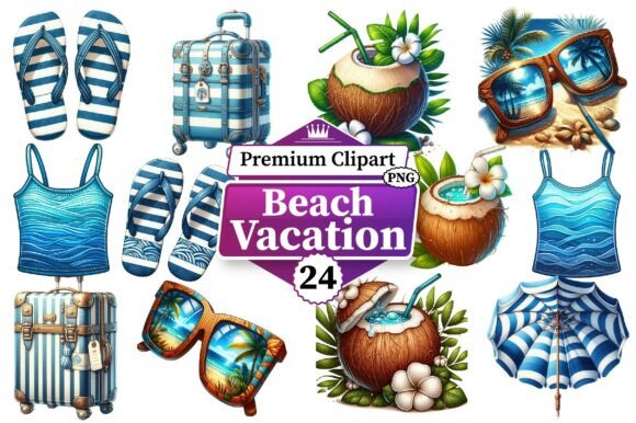 Download Beach Vacation Clipart Bundle PNG - Art Collection